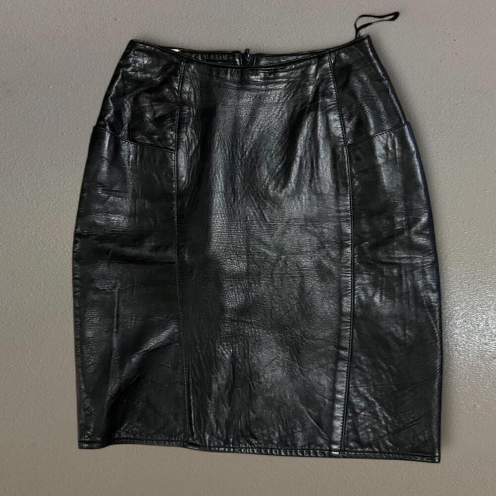 Vintage 80s/90s Erez Sport Leather Midi Skirt Size 6 Biker Grunge